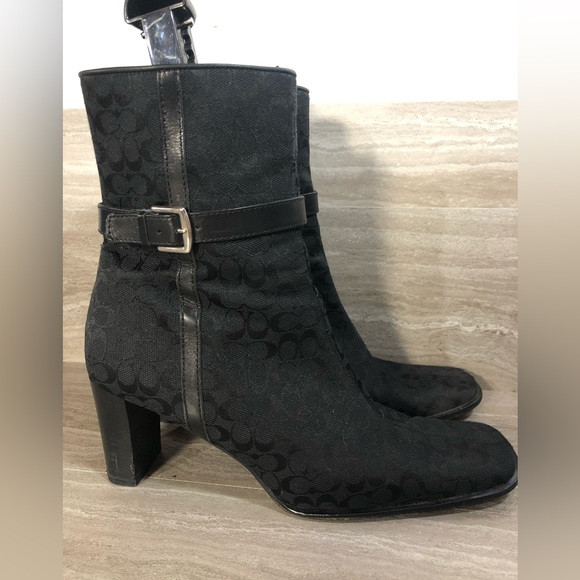 Coach | Bibi Ankle Boots Black Canvas Coach Print Size 8 - Picture 2 of 11